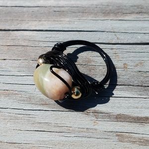 Peaceful Green Agate Crystal Ring, Size 5 1/2